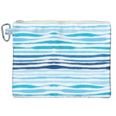 Blue Waves Pattern Canvas Cosmetic Bag (xxl) by designsbymallika