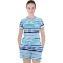 BLUE WAVES PATTERN Women s Tee and Shorts Set View1