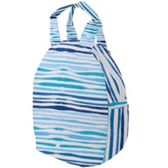 Blue Waves Pattern Travel Backpacks by designsbymallika