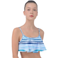 Blue Waves Pattern Frill Bikini Top