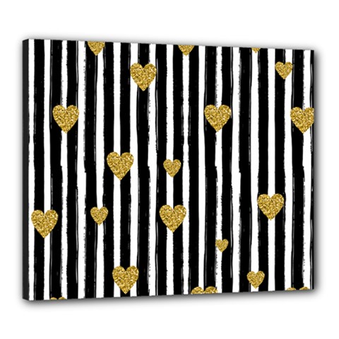 Stripes Heart Pattern Canvas 24  X 20  (stretched) by designsbymallika