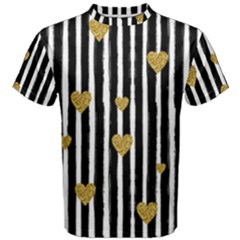 Stripes Heart Pattern Men s Cotton Tee by designsbymallika