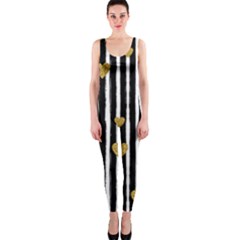 Stripes Heart Pattern One Piece Catsuit by designsbymallika