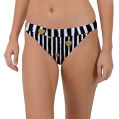 Stripes Heart Pattern Band Bikini Bottom by designsbymallika