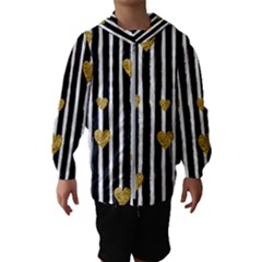 Stripes Heart Pattern Kids  Hooded Windbreaker by designsbymallika