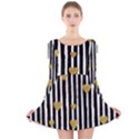 stripes heart pattern Long Sleeve Velvet Skater Dress View1