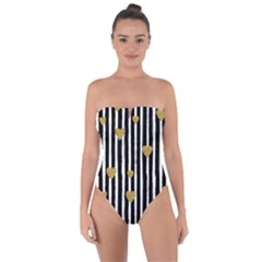 Stripes Heart Pattern Tie Back One Piece Swimsuit by designsbymallika