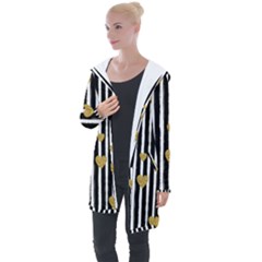 Stripes Heart Pattern Longline Hooded Cardigan by designsbymallika