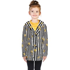 Stripes Heart Pattern Kids  Double Breasted Button Coat by designsbymallika