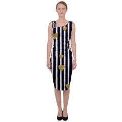 Stripes Heart Pattern Sleeveless Pencil Dress by designsbymallika