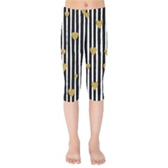 Stripes Heart Pattern Kids  Capri Leggings  by designsbymallika