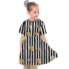 Stripes Heart Pattern Kids  Sailor Dress by designsbymallika