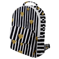 Stripes Heart Pattern Flap Pocket Backpack (small) by designsbymallika