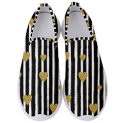 Stripes Heart Pattern Men s Slip On Sneakers by designsbymallika