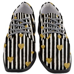 Stripes Heart Pattern Women Heeled Oxford Shoes