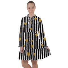 Stripes Heart Pattern All Frills Chiffon Dress