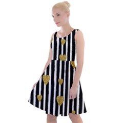 Stripes Heart Pattern Knee Length Skater Dress