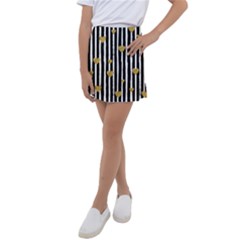 Stripes Heart Pattern Kids  Tennis Skirt