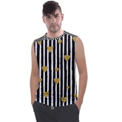 Stripes Heart Pattern Men s Regular Tank Top