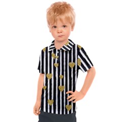 Stripes Heart Pattern Kids  Polo Tee