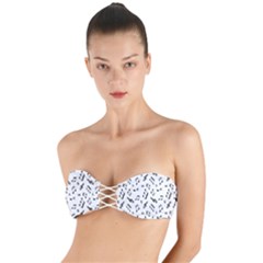 Music Pattern Twist Bandeau Bikini Top