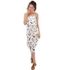 Music Pattern Waist Tie Cover Up Chiffon Dress