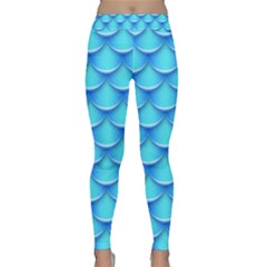 Blue Scale Pattern Classic Yoga Leggings by designsbymallika