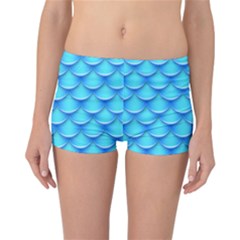 Blue Scale Pattern Reversible Boyleg Bikini Bottoms by designsbymallika