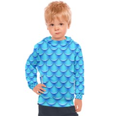 Blue Scale Pattern Kids  Hooded Pullover