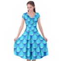 blue scale pattern Cap Sleeve Wrap Front Dress View1