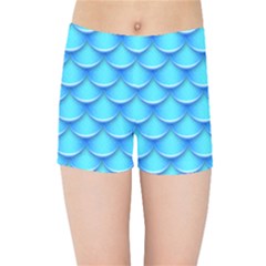 Blue Scale Pattern Kids  Sports Shorts by designsbymallika