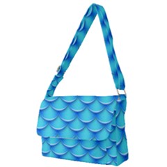 Blue Scale Pattern Full Print Messenger Bag (s) by designsbymallika