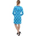 blue scale pattern Long Sleeve Hoodie Dress View2