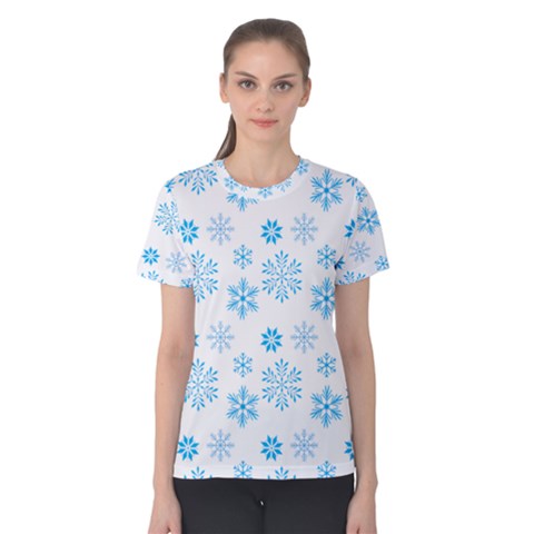 Snowflakes Pattern Women s Cotton Tee by designsbymallika