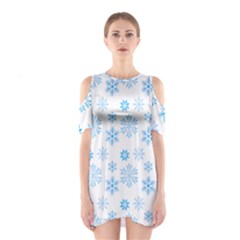 Snowflakes Pattern Shoulder Cutout One Piece Dress by designsbymallika