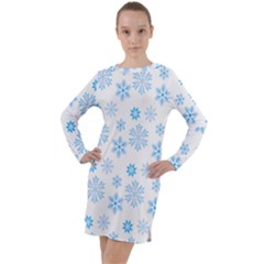 Snowflakes Pattern Long Sleeve Hoodie Dress