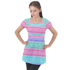 Aztec Print Puff Sleeve Tunic Top by designsbymallika