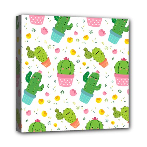 Cactus Pattern Mini Canvas 8  X 8  (stretched) by designsbymallika