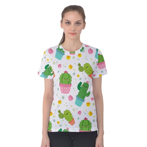 Cactus Pattern Women s Cotton Tee by designsbymallika