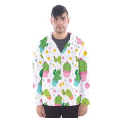 Cactus Pattern Men s Hooded Windbreaker by designsbymallika