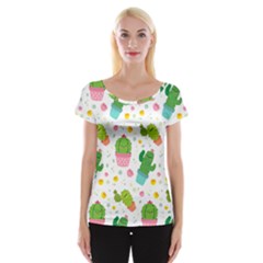 Cactus Pattern Cap Sleeve Top by designsbymallika