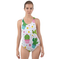 Cactus Pattern Cut-out Back One Piece Swimsuit by designsbymallika