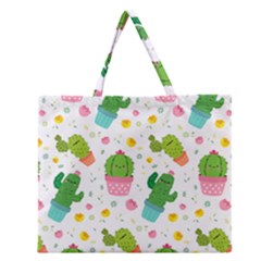 Cactus Pattern Zipper Large Tote Bag by designsbymallika