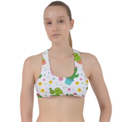 Cactus Pattern Criss Cross Racerback Sports Bra by designsbymallika