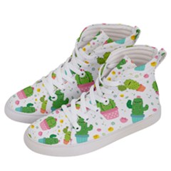 Cactus Pattern Women s Hi-top Skate Sneakers by designsbymallika