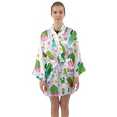 Cactus Pattern Long Sleeve Satin Kimono by designsbymallika