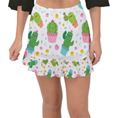 Cactus Pattern Fishtail Mini Chiffon Skirt by designsbymallika