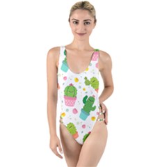 Cactus Pattern High Leg Strappy Swimsuit by designsbymallika