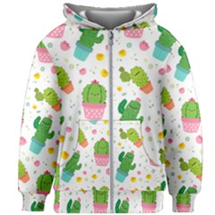 Cactus Pattern Kids  Zipper Hoodie Without Drawstring by designsbymallika