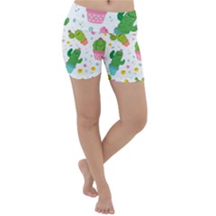 Cactus Pattern Lightweight Velour Yoga Shorts by designsbymallika